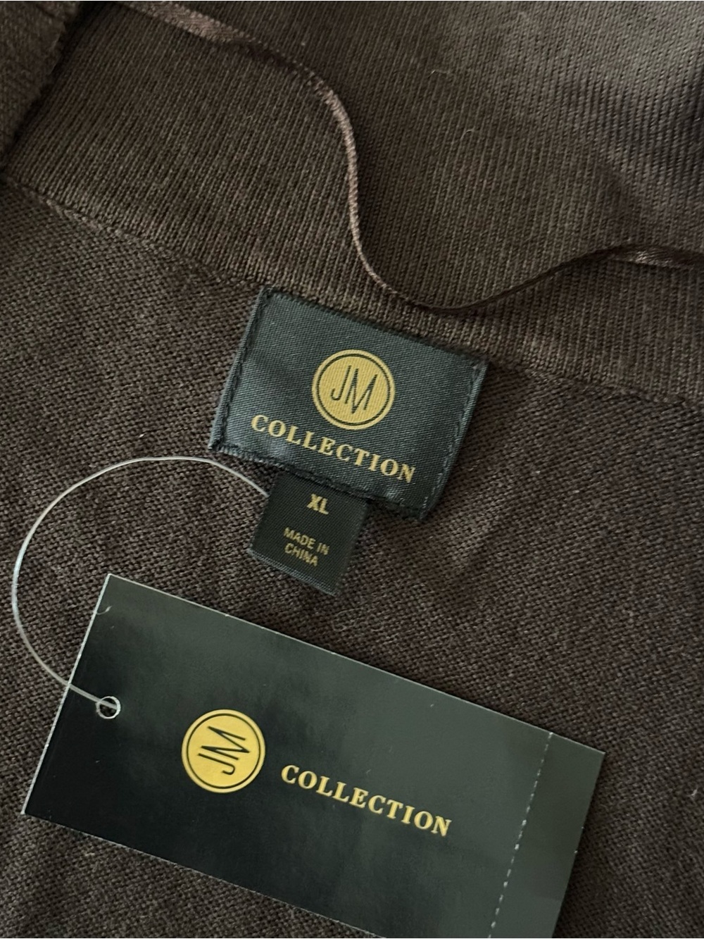 JM‎ Collection Brown Open Front Cardigan Sweater XL Gold Button Sleeve NWT - Picture 5 of 7